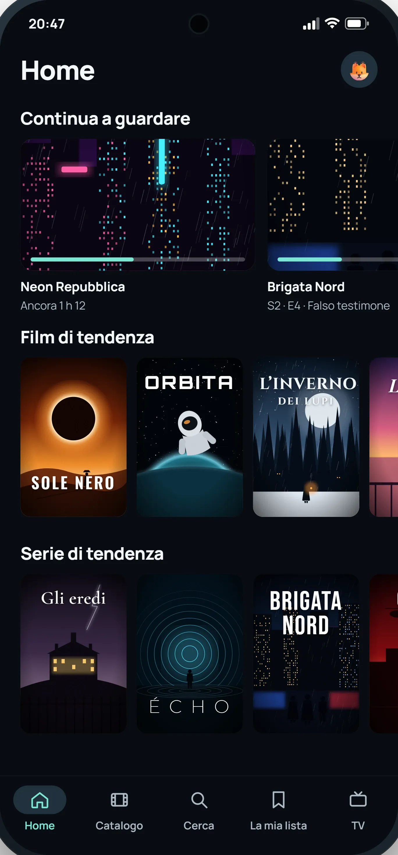 Home di ModelTV su un telefono: riprendi la visione e film di tendenza