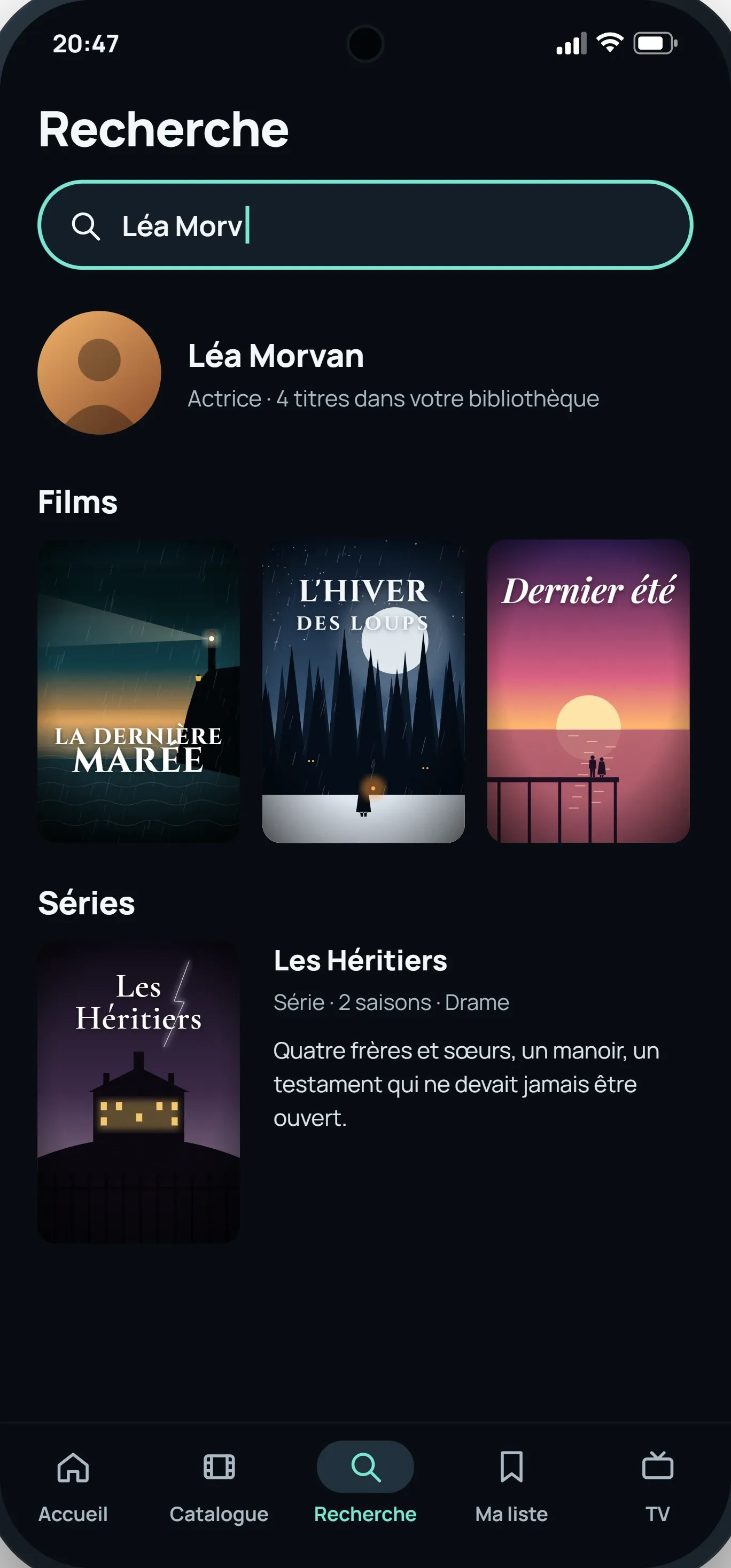 Recherche sur téléphone : un acteur, ses films et ses séries